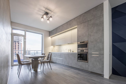 Bucatarie la comanda minimalista gri